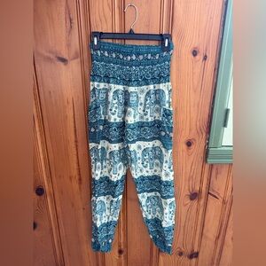 ❤️ The Elephant Pants Teal Blue Harem Balloon Pants